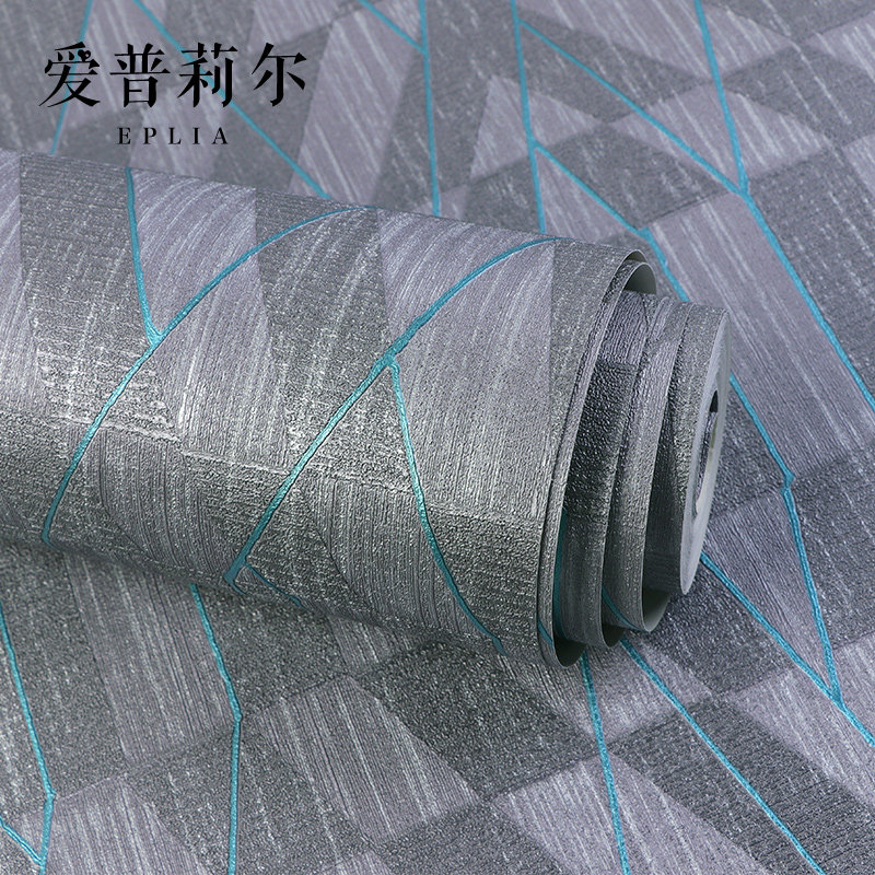 现代简约北欧几何线条灰色格子墙纸高档客厅卧室电视背景壁纸家用