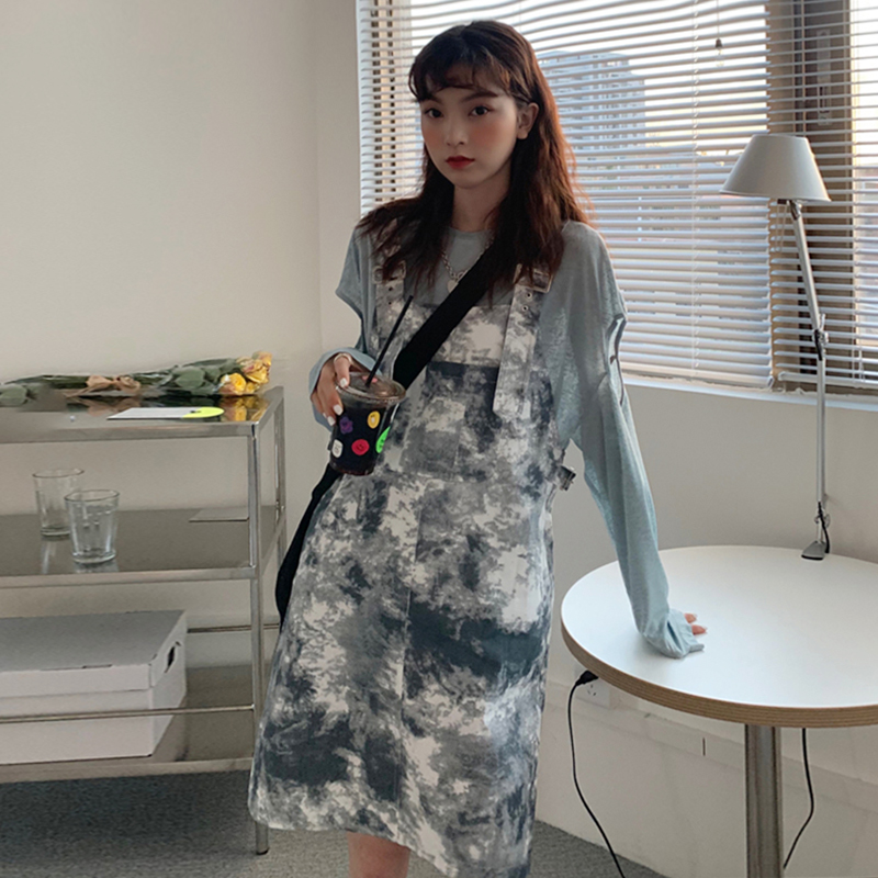 2020新款复古扎染背带裙韩版宽松小个子吊带连衣裙女夏季学生裙子在类目 女装/女士精品, 连衣裙中 - 来自Buy2taobao.com提供专业的淘宝代购服务