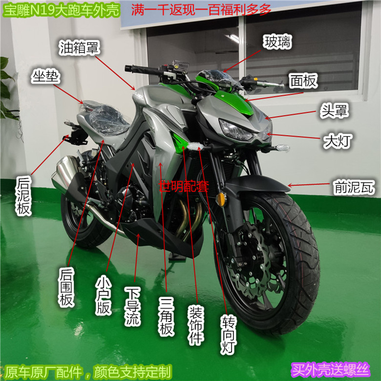 嘉爵n19摩托车外壳/宝雕小忍者/国威大蟒蛇z100/地平线v6全套配件