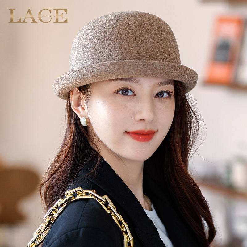 渔夫帽女羊毛小盆帽毛呢秋冬日系百搭英伦礼帽潮小檐卷边翻沿帽子,服饰配件/皮带/帽子/围巾,帽子,淘宝优惠券,粉丝福利购,淘宝优惠卷