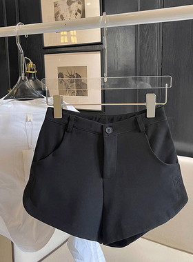 FASC自制 西装黑色短裤女秋冬打底外穿小个子显瘦辣妹高腰热裤