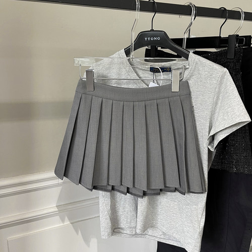 FASC自制黑色百褶裙灰色半裙