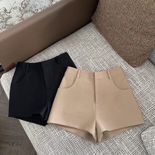 打底外穿靴裤 FASC自制卡其高腰短裤 黑色短裤 百搭休闲裤 女秋冬新款