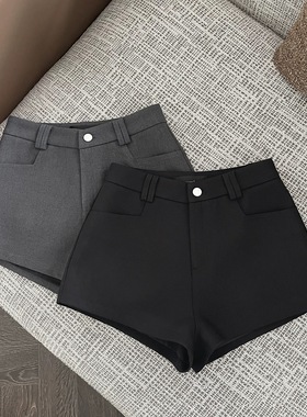 FASC 高腰提臀显瘦黑色西装阔腿裤女秋冬新款韩版通勤百搭a字短裤