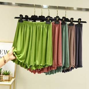 女夏季 百搭显瘦阔腿裤 新款 外穿睡裤 松紧高腰休闲裤 莫代尔宽松短裤