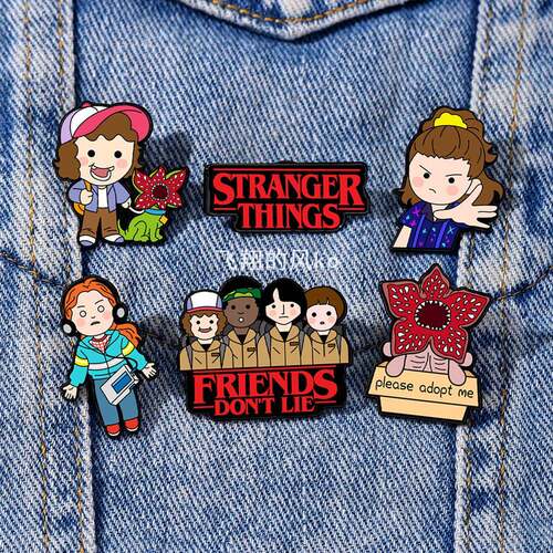 怪奇物语Stranger Things徽章Demogorgon 书包装饰品合金烤漆胸针