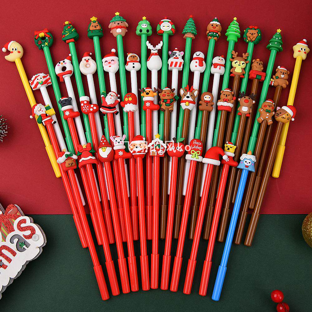 圣诞节小礼物卡通中性笔可爱圣诞老人黑色签字笔小学生文具奖品