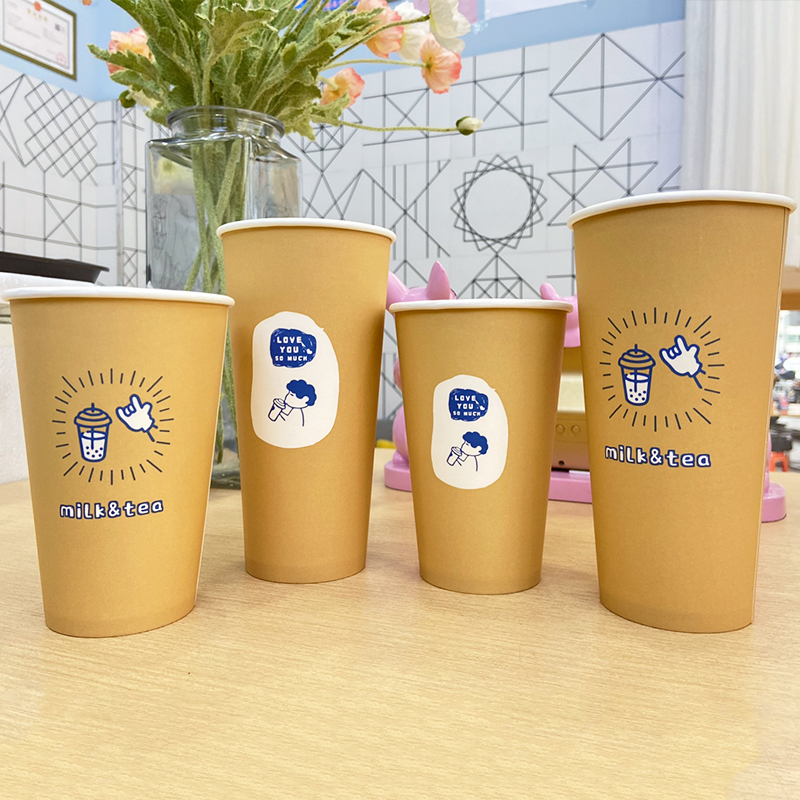 原创粥杯豆浆杯一次性热饮纸杯咖啡奶茶杯子加厚带盖支持定制logo