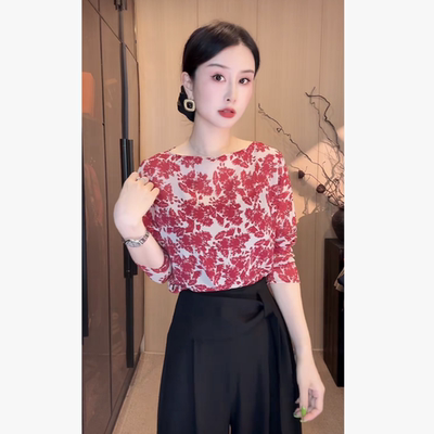 刘欣服饰 新款减龄显瘦上衣洋气百搭夏季时尚设计感长袖上衣67145