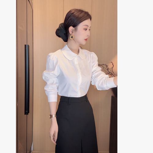 刘欣G店 正肩开衫款娃娃领衬衣上衣S418