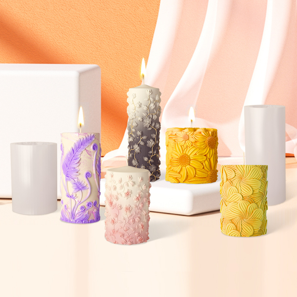DIY candle mold, cylindrical relief pattern design, aromath