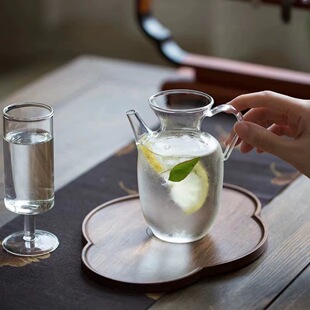 中式仿宋手执壶高硼硅玻璃小宋壶花茶绿茶壶电陶炉加热复古温酒壶