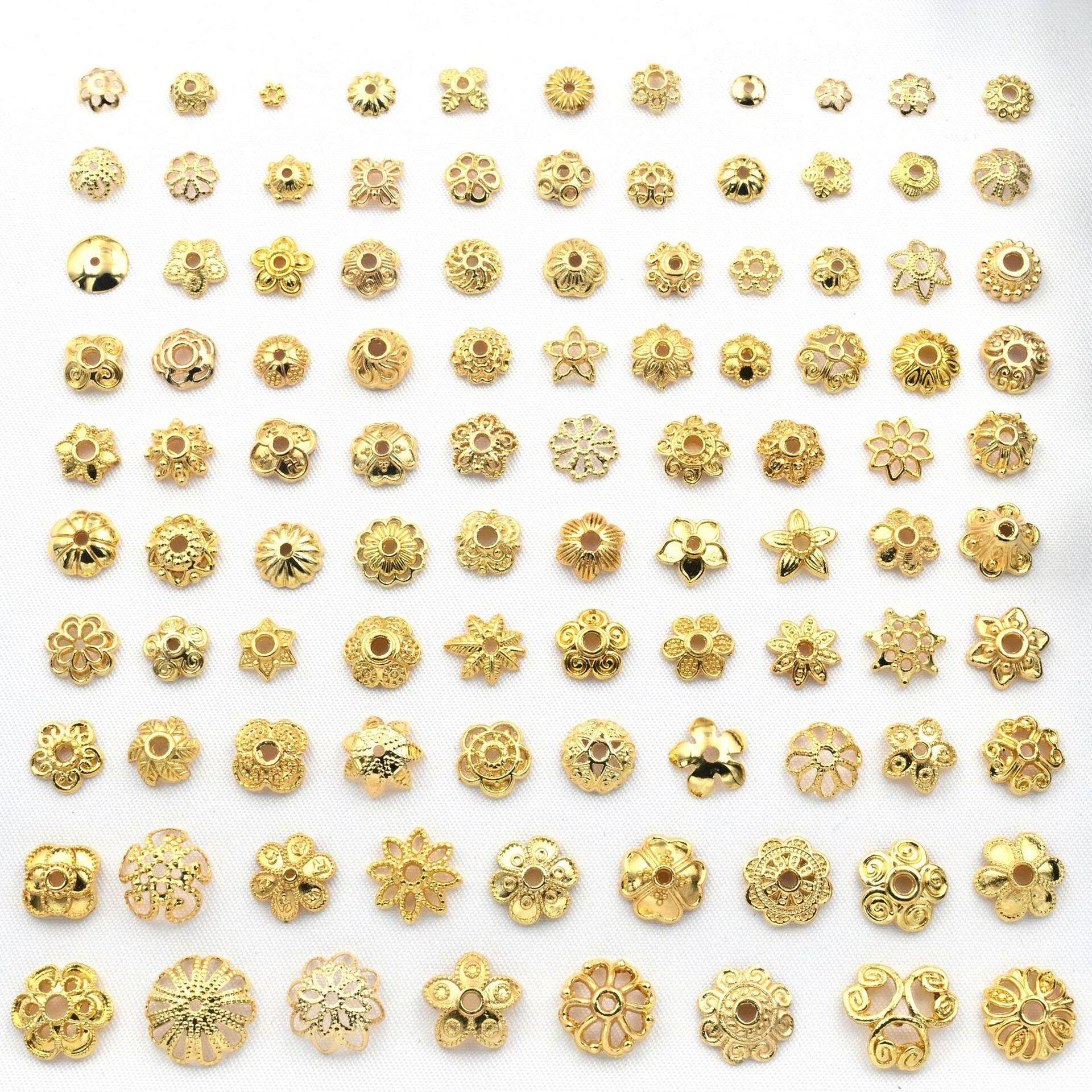 18K金色保色镂空花托diy手链饰品配件花瓣隔片串珠隔珠花帽材料