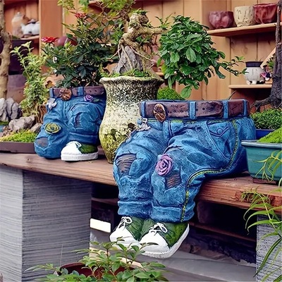 Garden Art Jeans Courtyard Decoration Ornament Flower Pot R