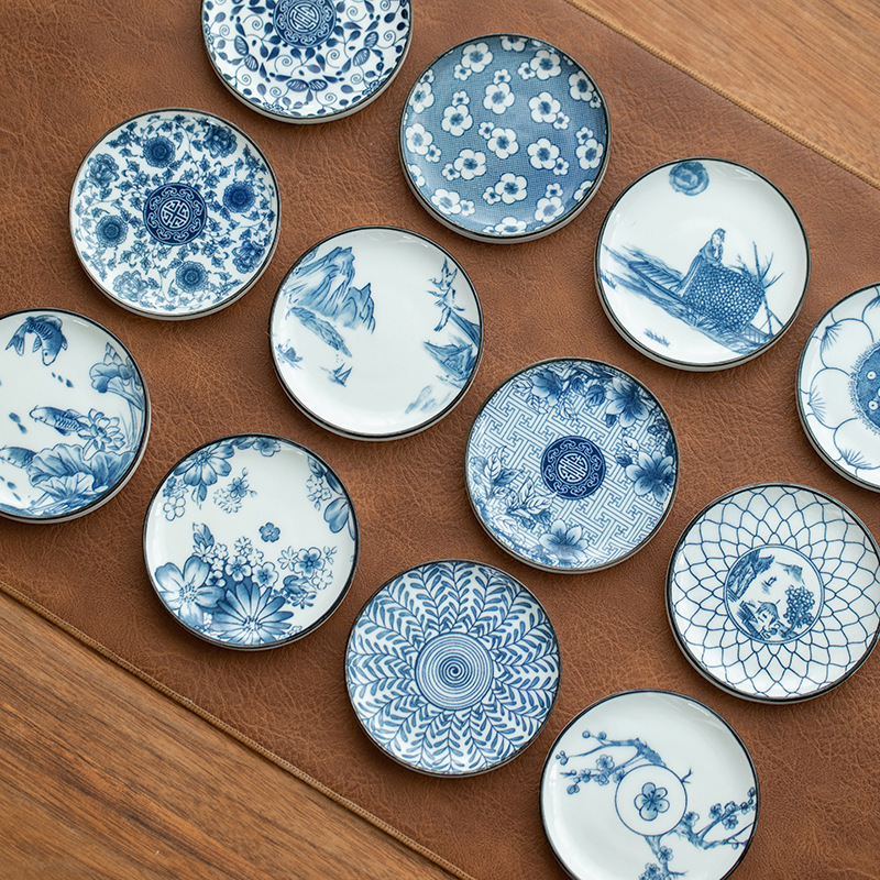 Ceramic fruit tray, pastry tray, tea set, coaster, blue and