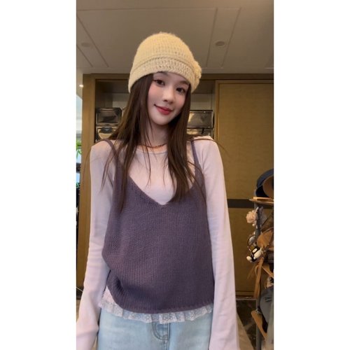 【温柔背心】原创秋季简约毛针织吊带背心-MY1019