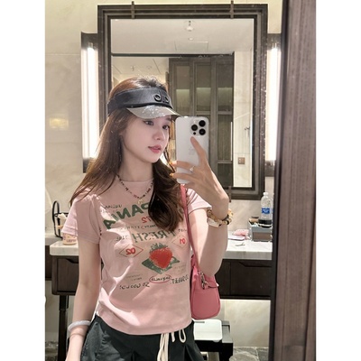 TWINKLE跳跳【粉莓小T】夏季时尚设计款卡通印花短袖-DX2025323