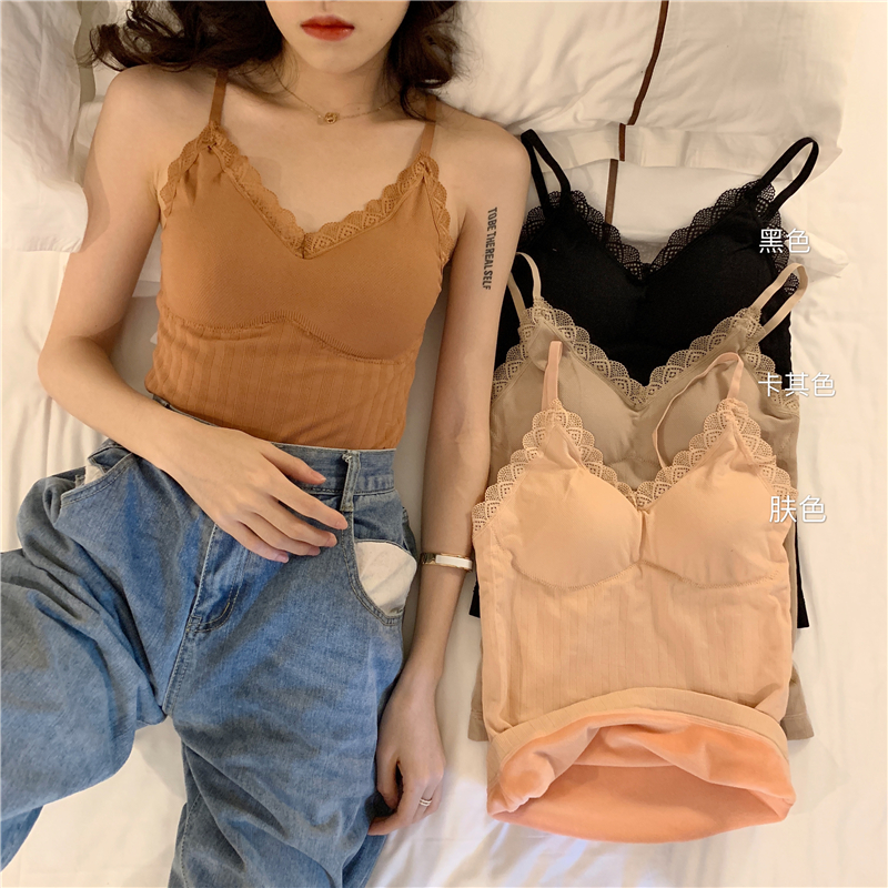 Real price sexy Plush warm suspender top and vest