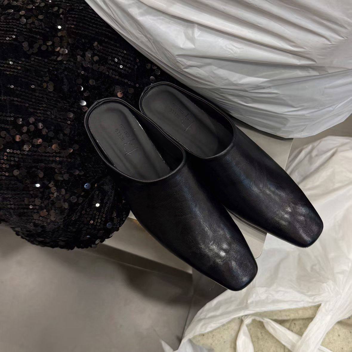 韩国真皮低跟方头凉拖鞋女2026秋季新款百搭气质后空包头穆勒单鞋,女鞋,穆勒鞋,淘宝优惠券,粉丝福利购,淘宝优惠卷