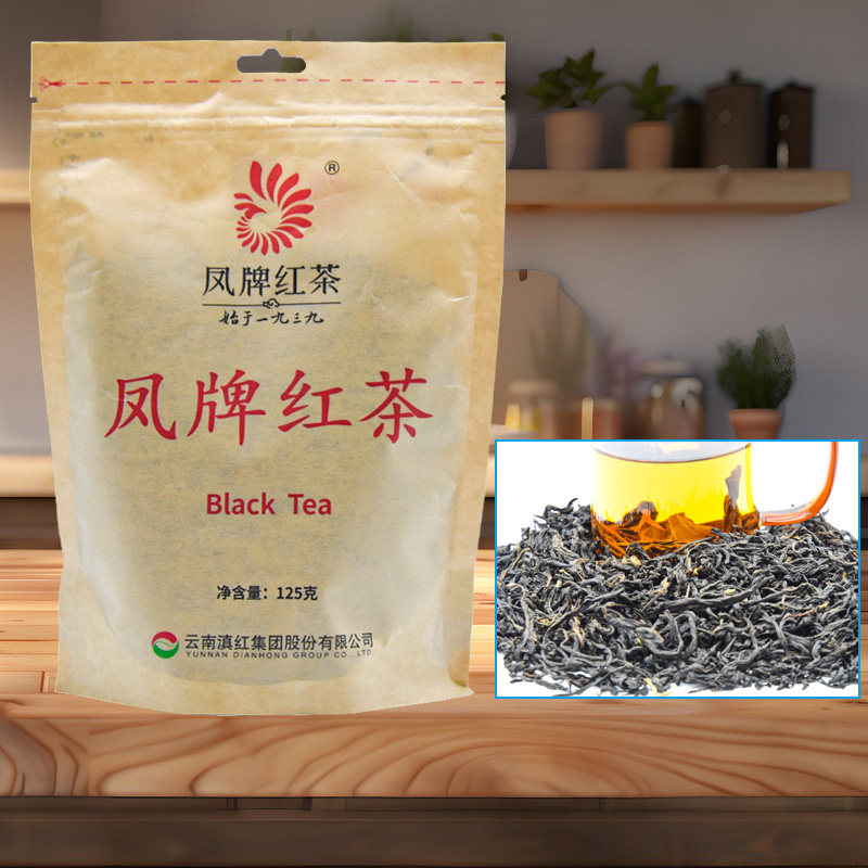 凤牌红茶 正宗云南凤庆浓香滇红茶 经典款蜜香工夫茶叶 袋装125克