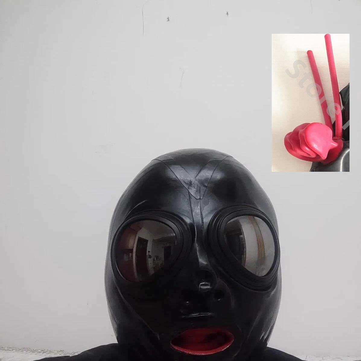 乳胶头套 带镜片 牙套 15cm鼻管  全包头套 定制