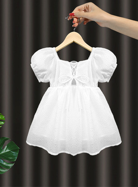 【反季特价】女童连衣裙夏装宝宝洋气公主裙白色裙子儿童短袖时髦