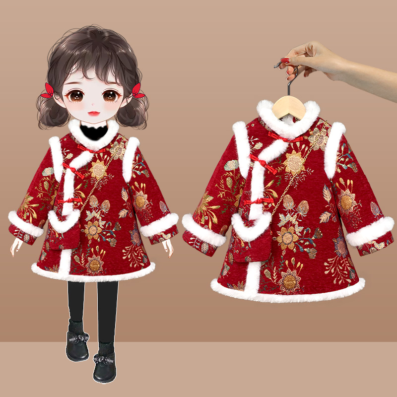 女童唐装汉服冬装新年加厚拜年服