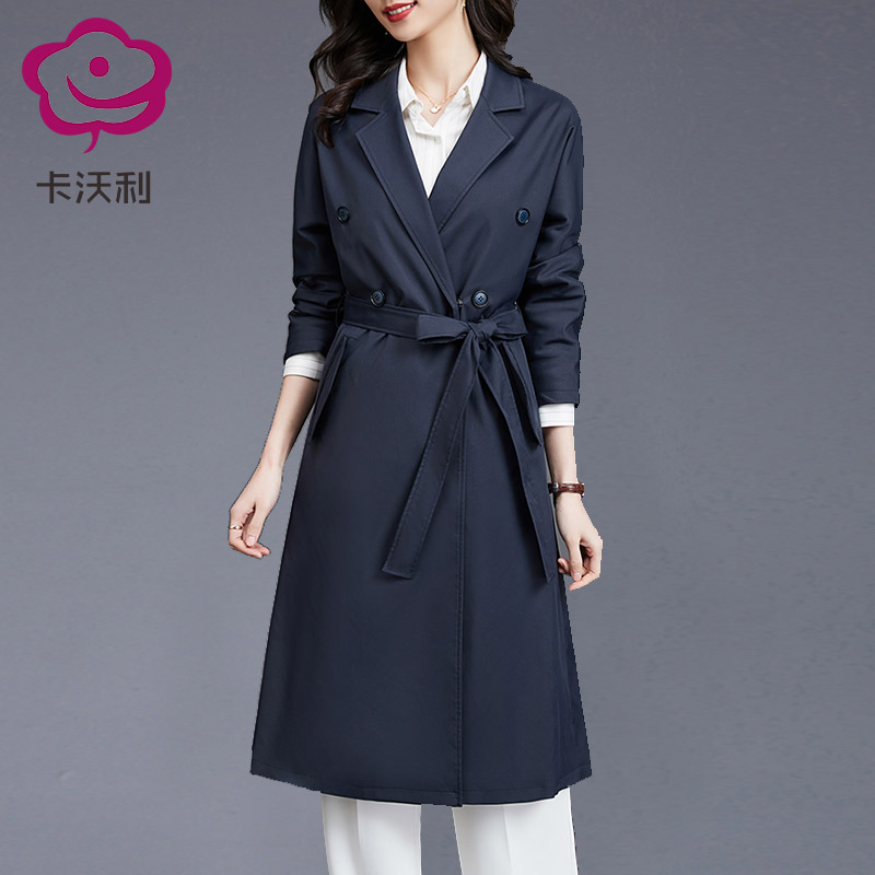 欧美时尚气质温柔风外套2025年春秋新款修身显瘦百搭风衣女中长款