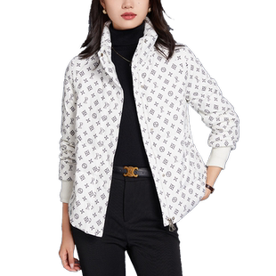 高档气质白色印花羽绒服女短款2025年冬季新品白鸭绒保暖轻便外套