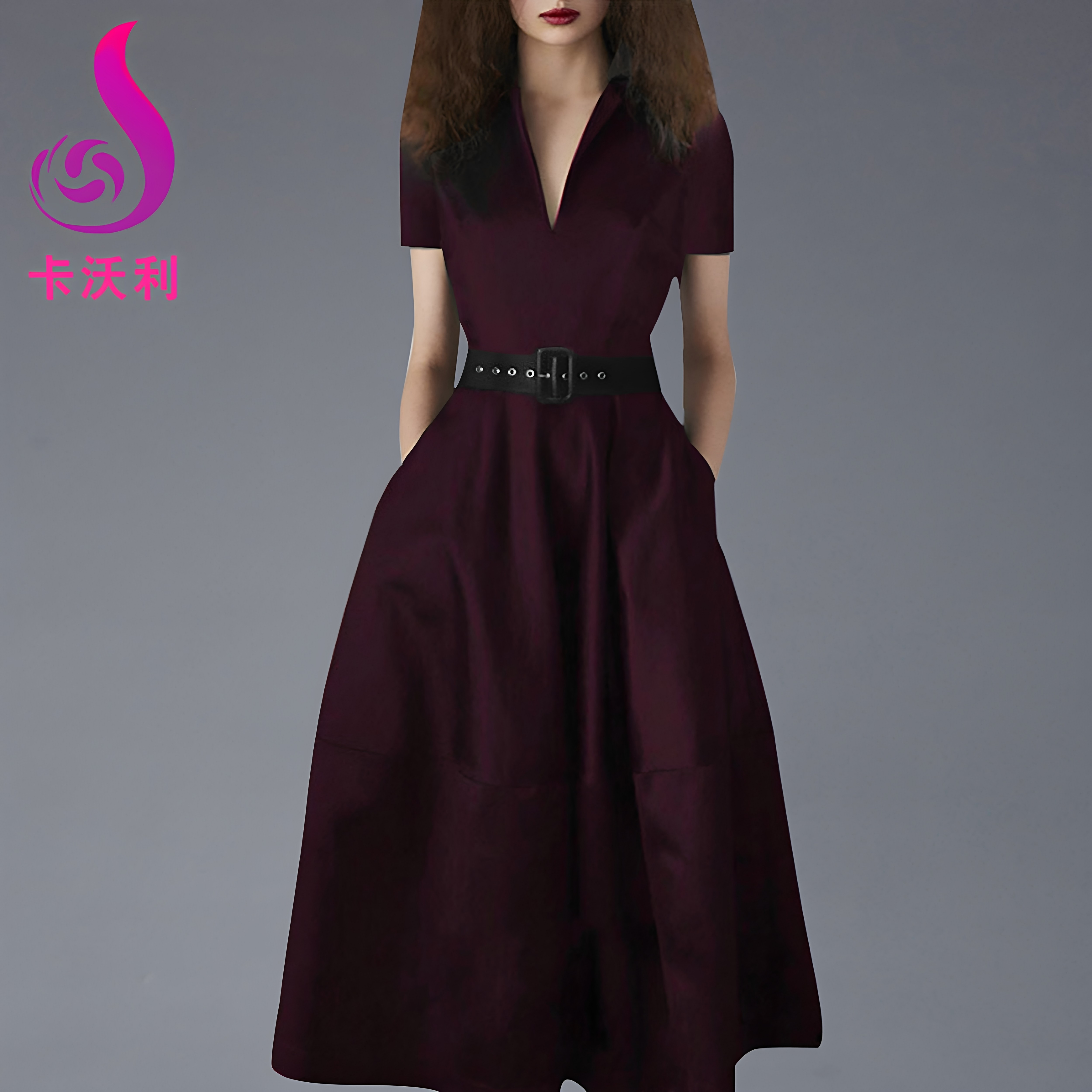 时尚复古短袖连衣裙女2026新款夏季气质修身显瘦礼服裙子中长裙潮