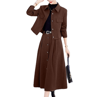 欧美时尚套装女2026秋冬新款短款外套半身裙干练减龄名媛两件套潮