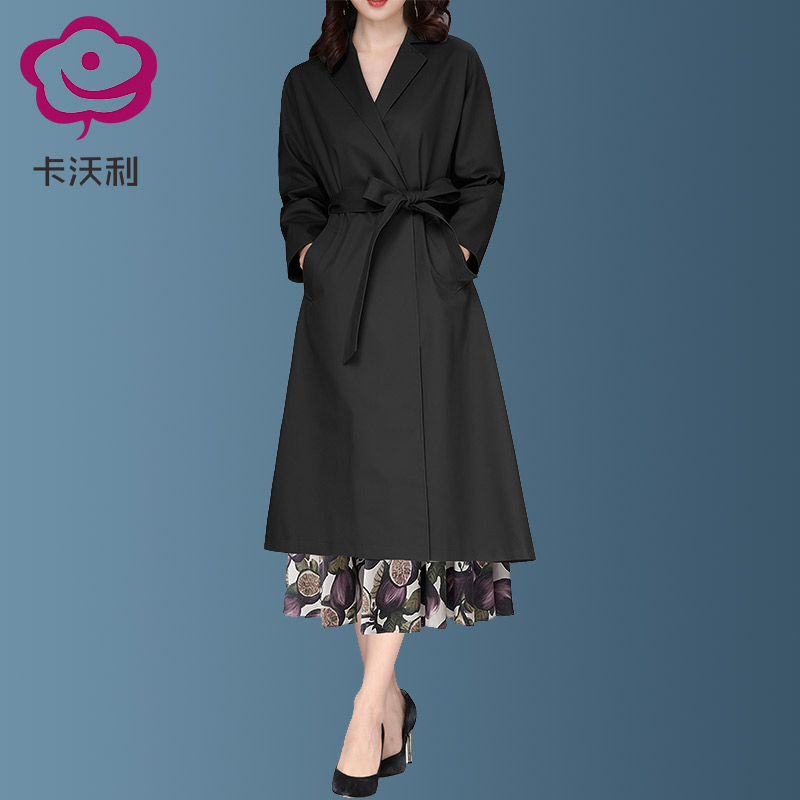 高档品牌纯棉风衣女修身大码时尚