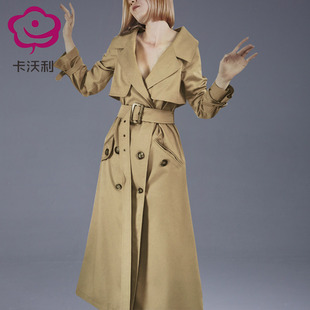 修身 欧美时尚 风衣女外套年春装 新款 显瘦气质英伦风大衣中长款