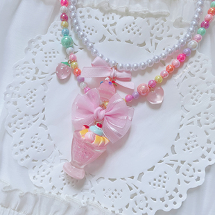美丸手作 粉粉呲甜华丽串珠可爱甜萌洛丽塔lolita项链 夏日芭菲