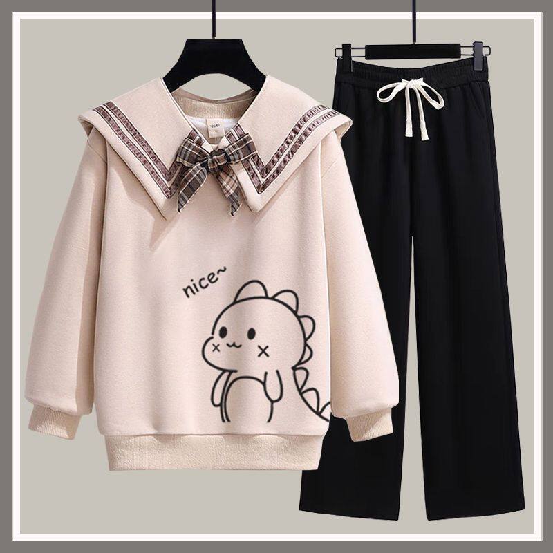 初中生女装春秋娃娃领卫衣套装少女中大童女孩时髦衣服两件单/套