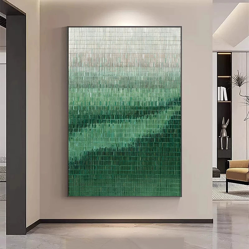 现代抽象玄关装饰画简约客厅沙发背景墙挂画北欧绿色晶瓷入户壁画