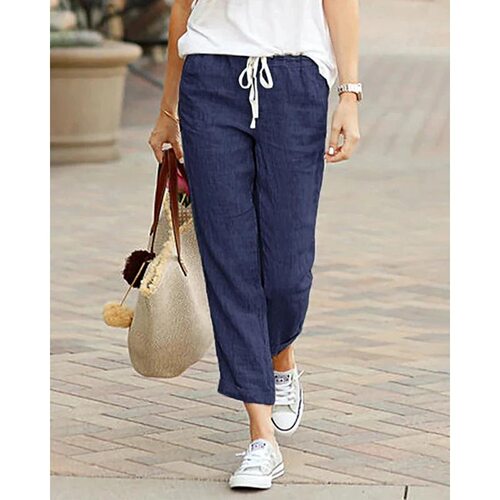 U 90995 Casual Drawstring Cotton Linen Pants 休闲长裤 专