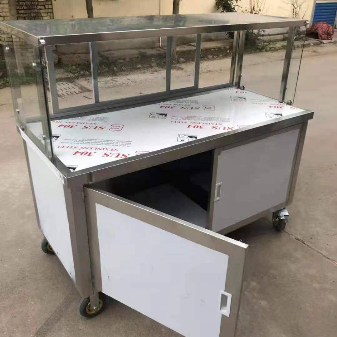 包邮不锈钢外送餐车摆摊手推小吃车凉皮粉卤菜户外新款移动早餐车