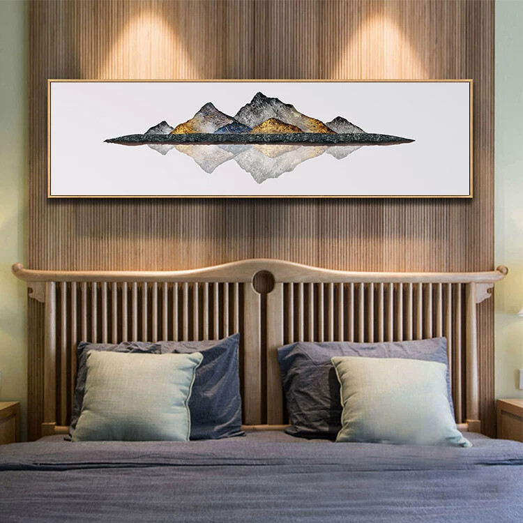 山水画风水靠山客厅新中式装饰画办公室背景墙壁挂画水墨国画招财