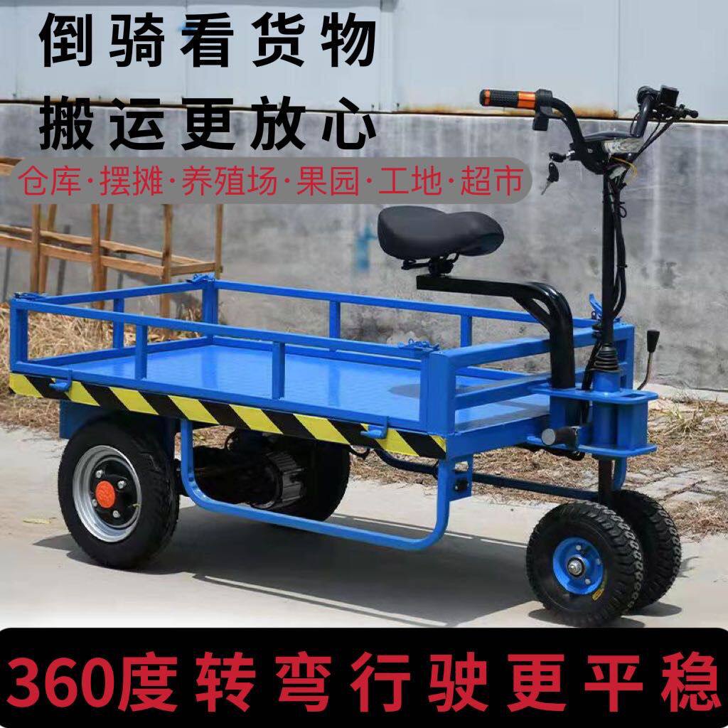 倒骑驴电动平板外出手推车工地电瓶搬运车载重王大棚摆地摊车折叠