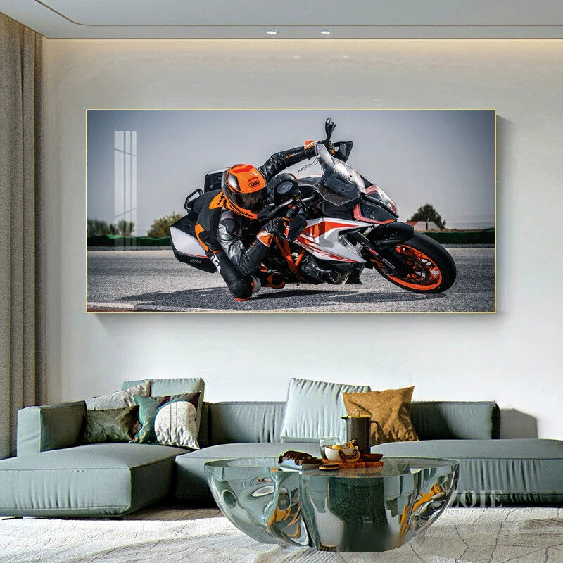 杜卡迪机车装饰画川崎哈雷摩托挂画跑车赛车改装俱乐部电竞房壁画
