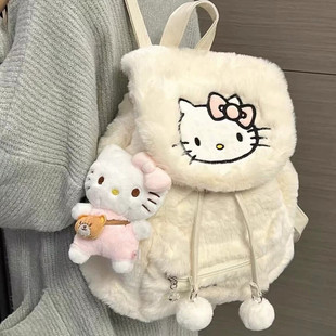 hellokitty包包三丽鸥凯蒂猫书包女2024新款 秋冬毛绒小众双肩包
