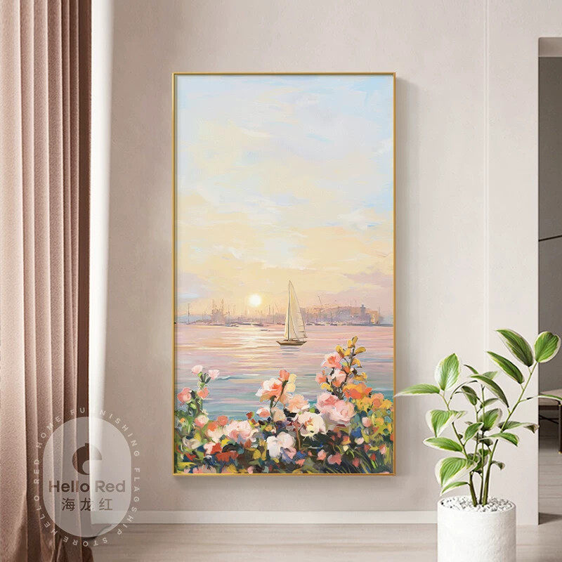 北欧一帆风顺玄关装饰画走廊过道墙面墙画温馨治愈系风景客厅挂画