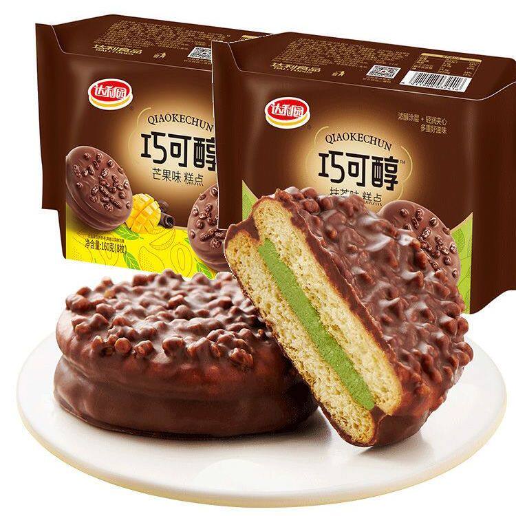 达利园巧可醇巧克力味饼干袋装糕点夹心抹茶味早餐独立包装零食