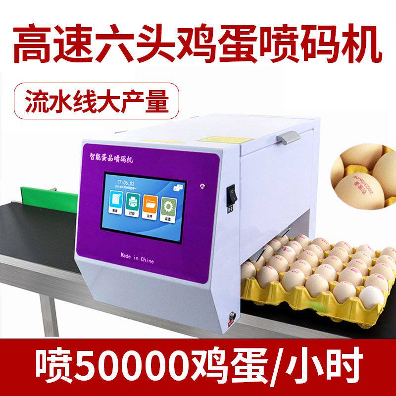 全自动鸡蛋喷码机六喷头打码机小型喷印字机生产日期保质期序列号