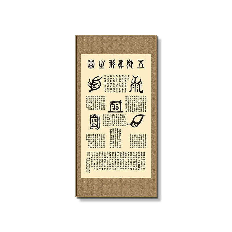 五岳真形图镇宅金木水火土客厅入户正对门对墙玄关新中式装饰挂画