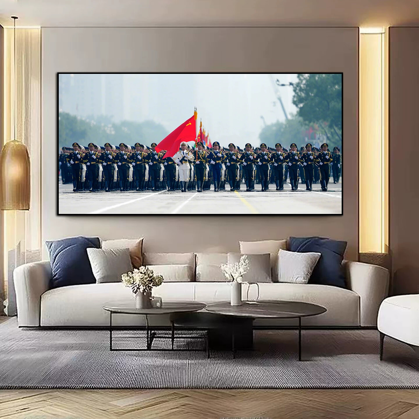 高清三军阅兵仪仗队装饰画军旅主题宿舍客厅背景墙挂画办公室壁画