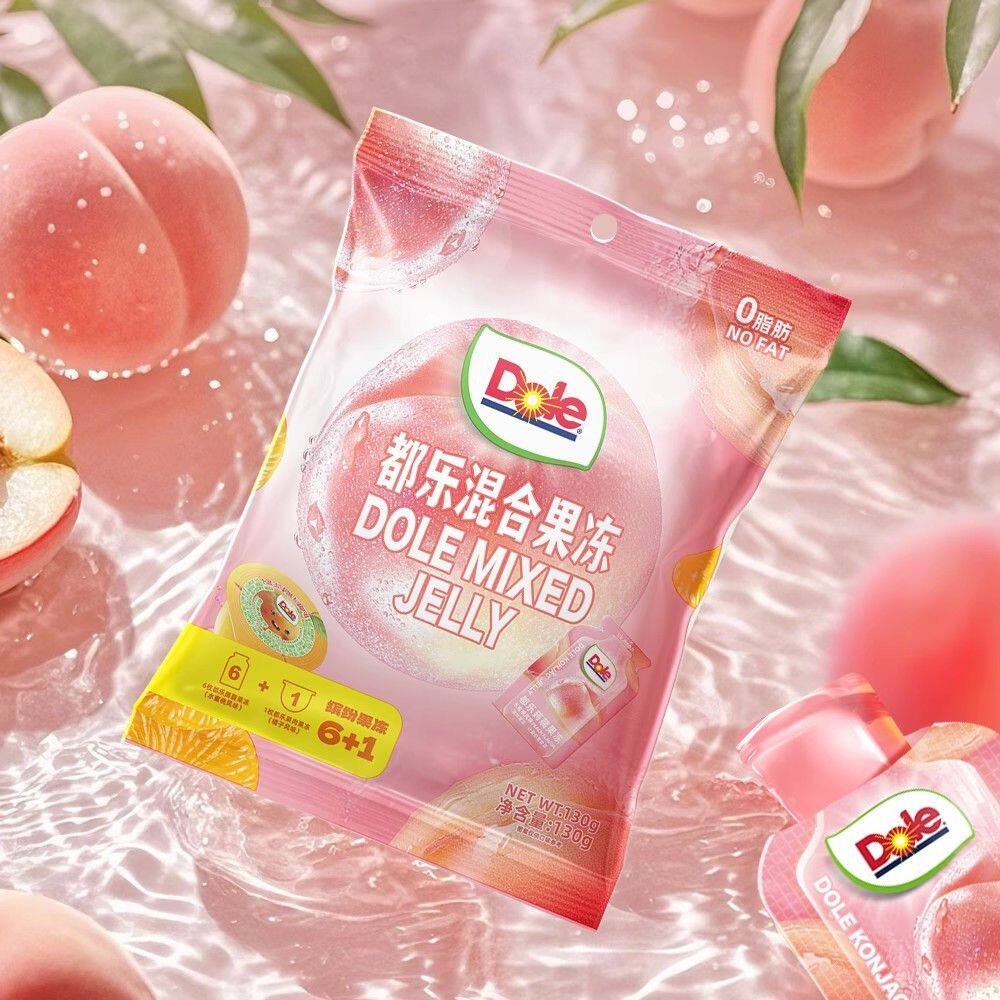 都乐dole果冻水蜜桃+橘子风味130g*5袋蒟蒻果冻果肉果冻休闲零食