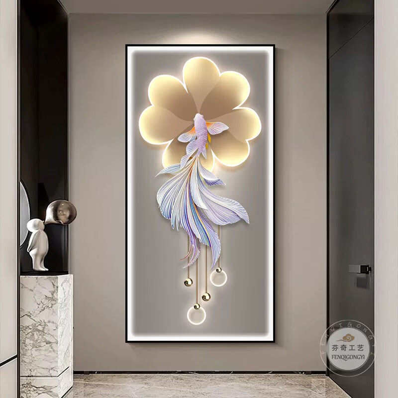 立体镶钻轻奢玄关挂画走廊过道灯光现代简约高级感入户客厅装饰画