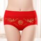 中腰喜庆抑菌内裤 本命年大红纯棉女士内裤 烫金印花纯棉中腰内裤